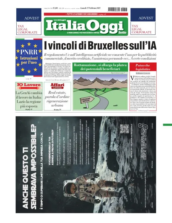 Prima-pagina-italia-oggi-edizione-del-2025-02-17