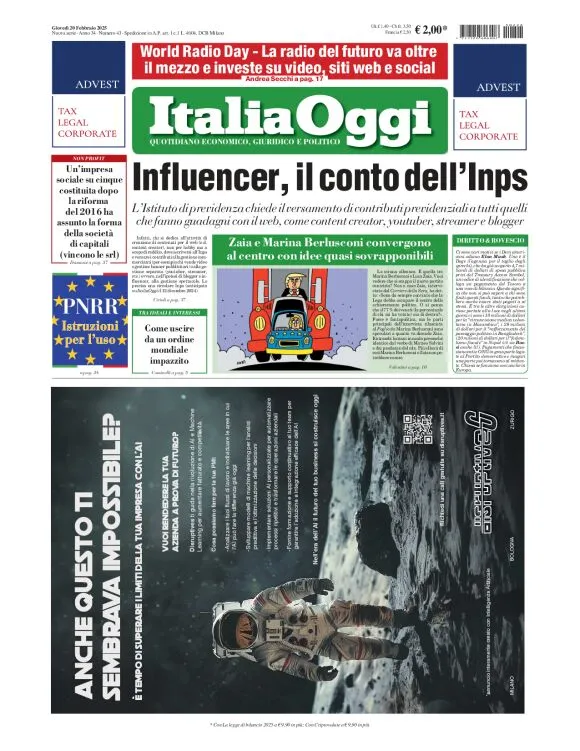 Prima-pagina-italia-oggi-edizione-del-2025-02-20