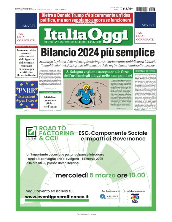 Prima-pagina-italia-oggi-edizione-del-2025-02-27