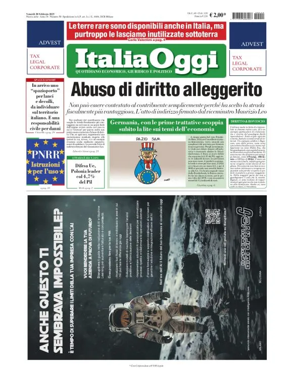 Prima-pagina-italia-oggi-edizione-del-2025-02-28