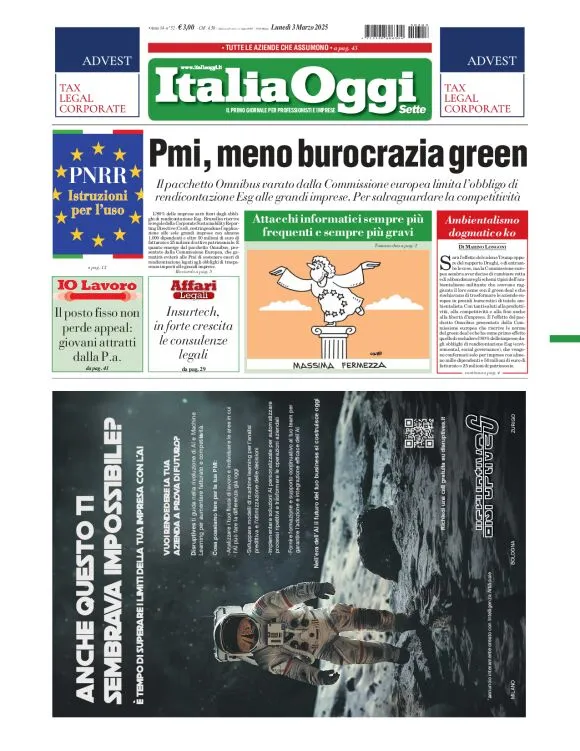 Prima-pagina-italia-oggi-edizione-del-2025-03-03