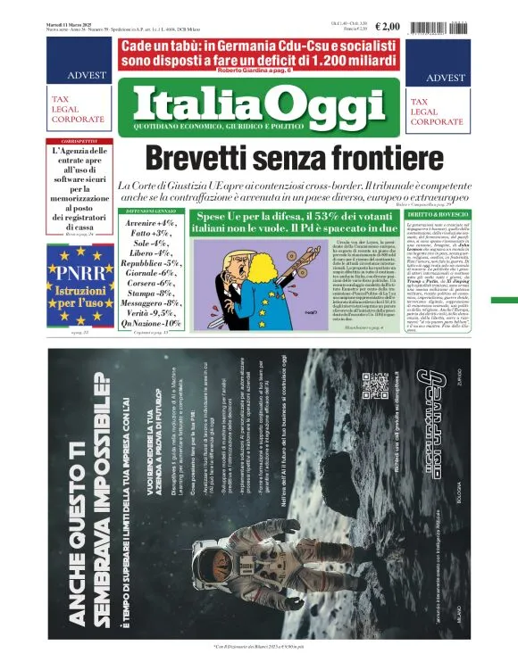 Prima-pagina-italia-oggi-edizione-del-2025-03-11