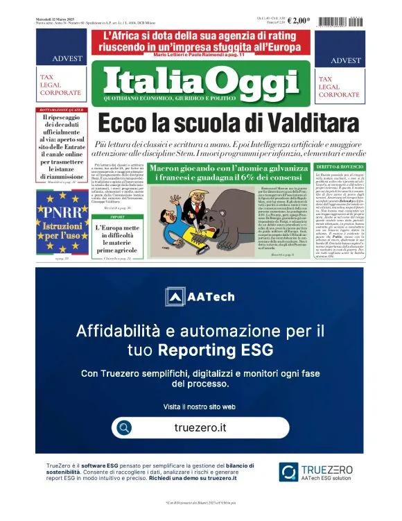 Prima-pagina-italia-oggi-edizione-del-2025-03-12