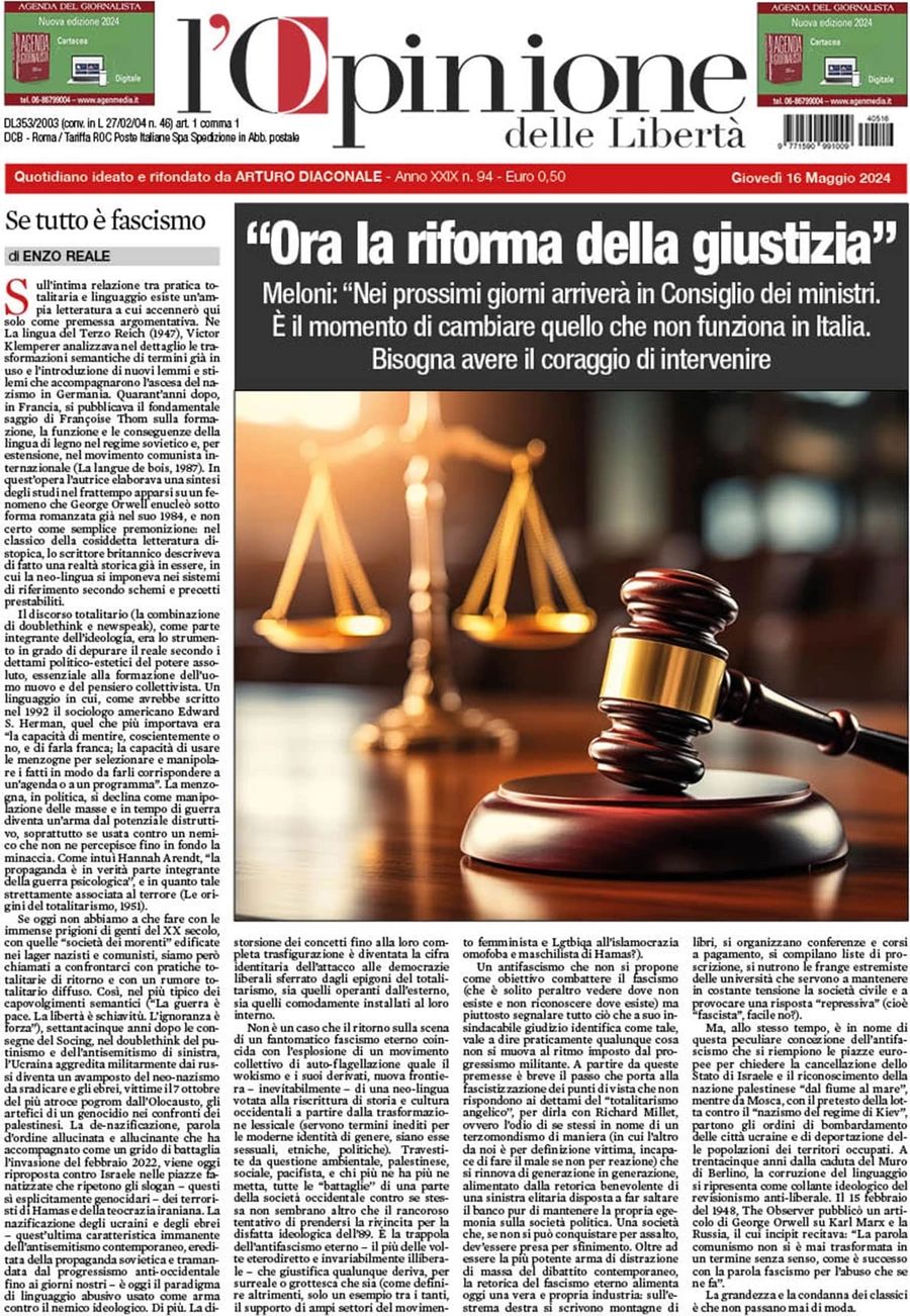 Prima-pagina-l-opinione-delle-liberta-edizione-di-oggi-16-05-2024