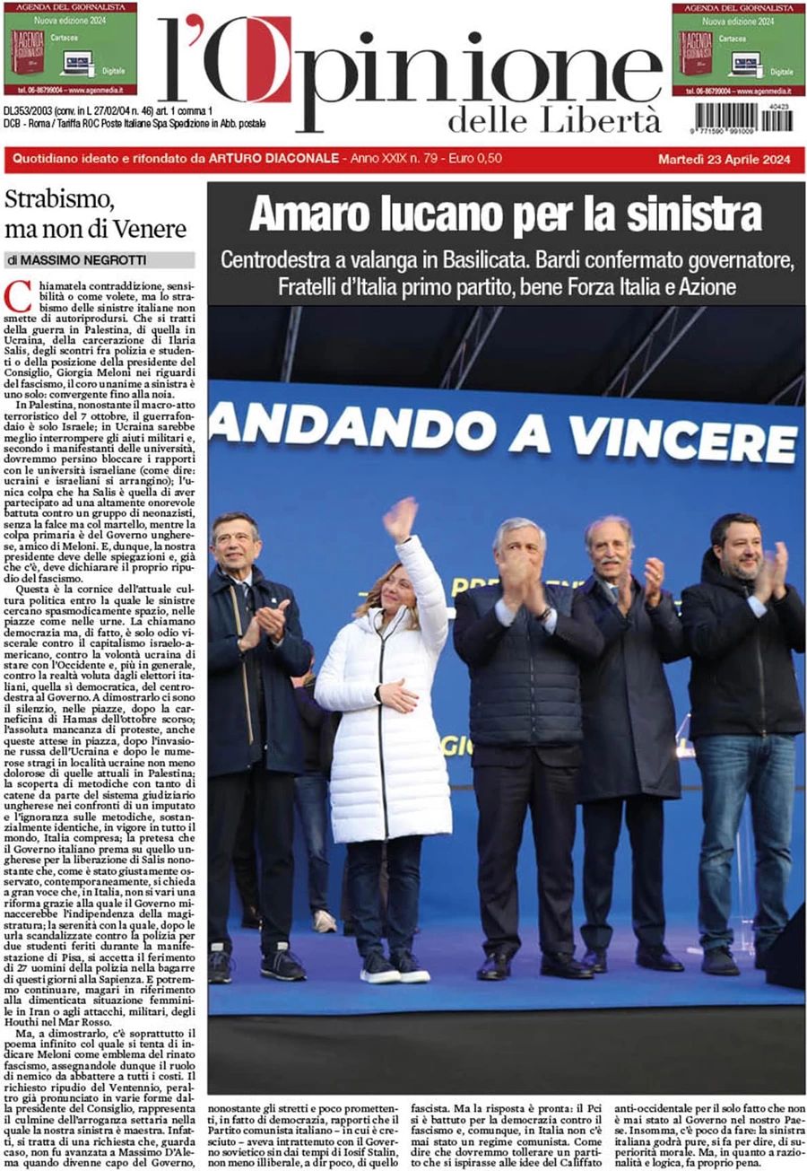 Prima-pagina-l-opinione-delle-liberta-edizione-di-oggi-23-04-2024