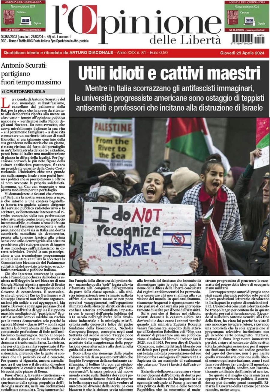 Prima-pagina-l-opinione-delle-liberta-edizione-di-oggi-25-04-2024