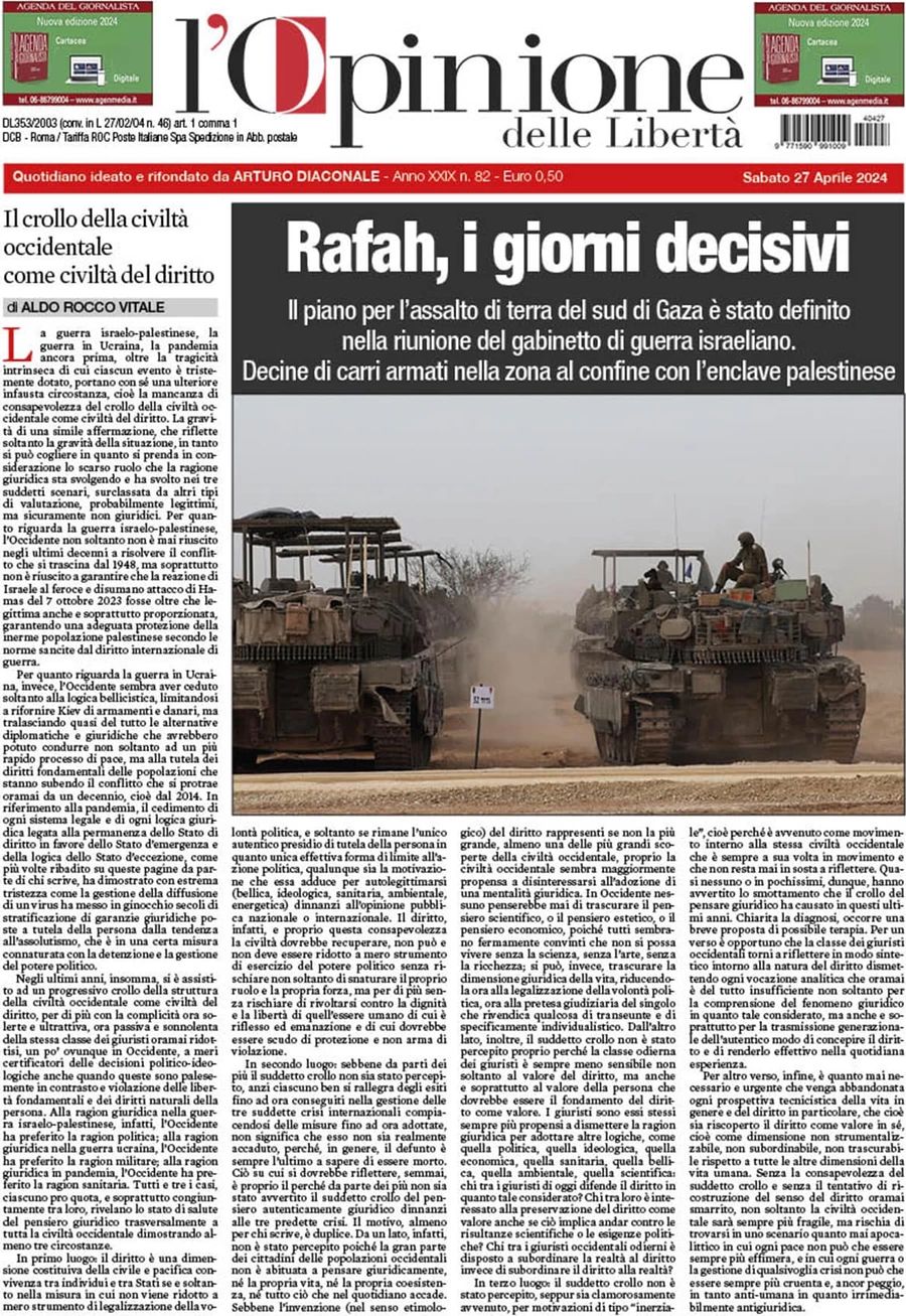 Prima-pagina-l-opinione-delle-liberta-edizione-di-oggi-27-04-2024