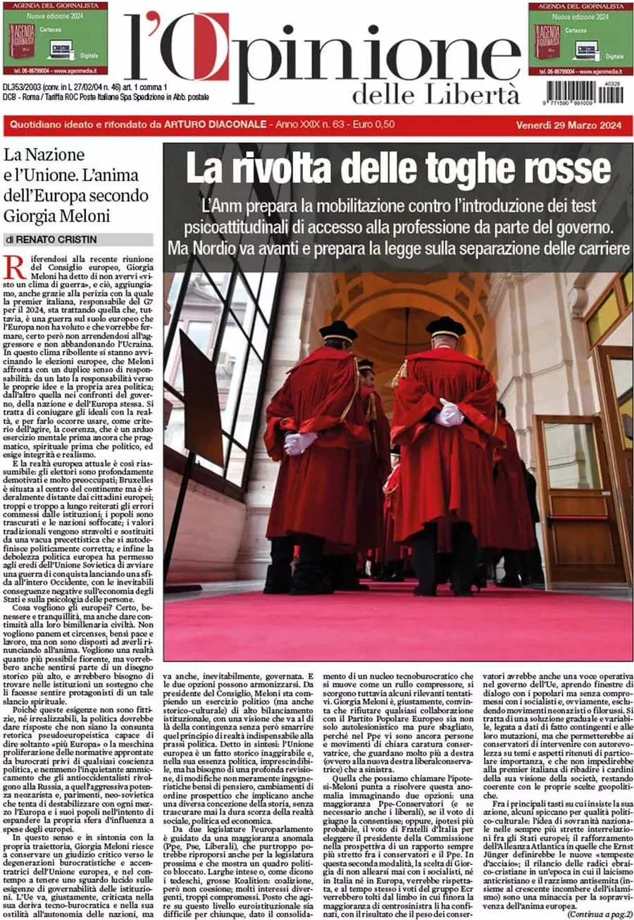 Prima-pagina-l-opinione-delle-liberta-edizione-di-oggi-29-03-2024