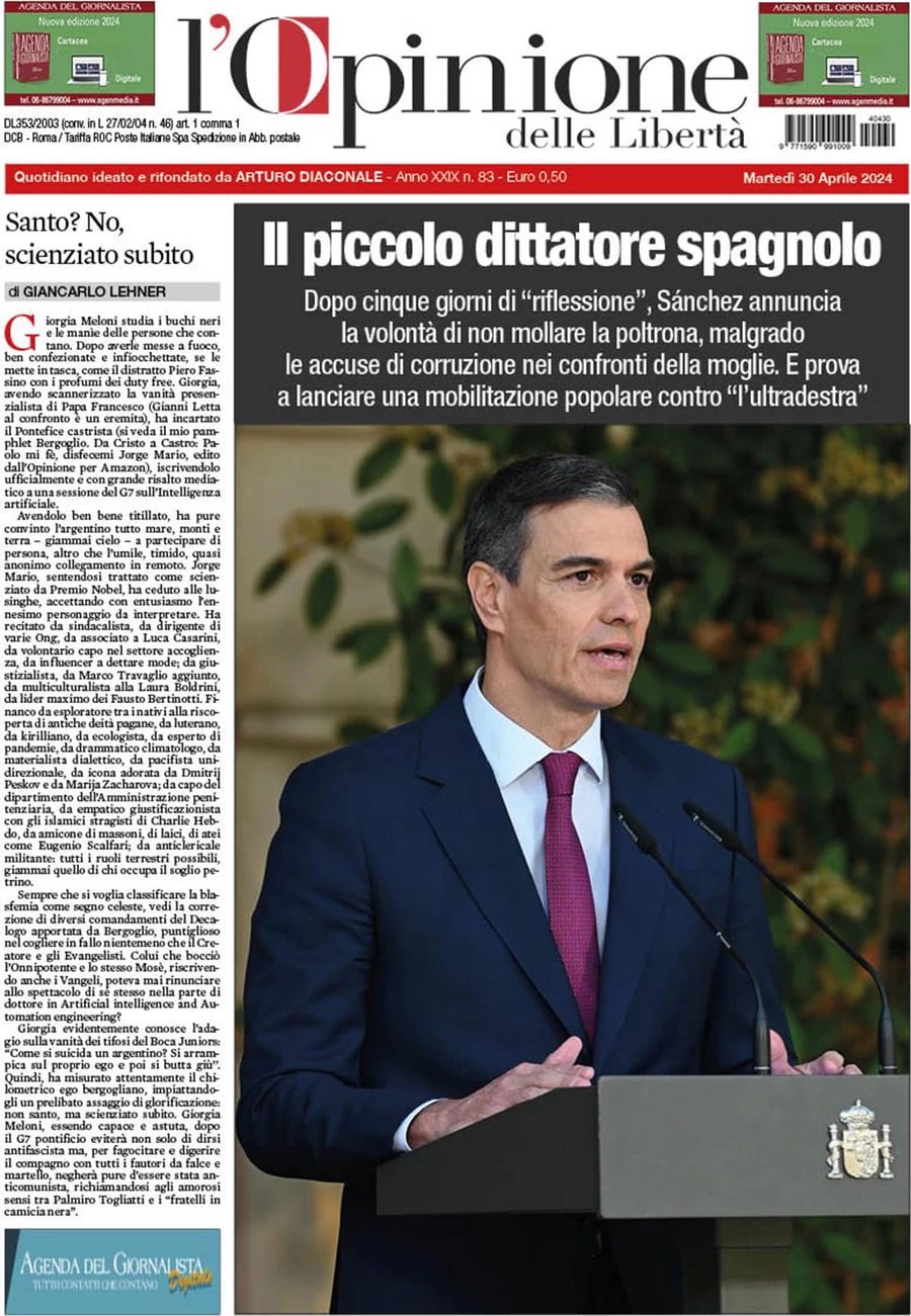 Prima-pagina-l-opinione-delle-liberta-edizione-di-oggi-30-04-2024