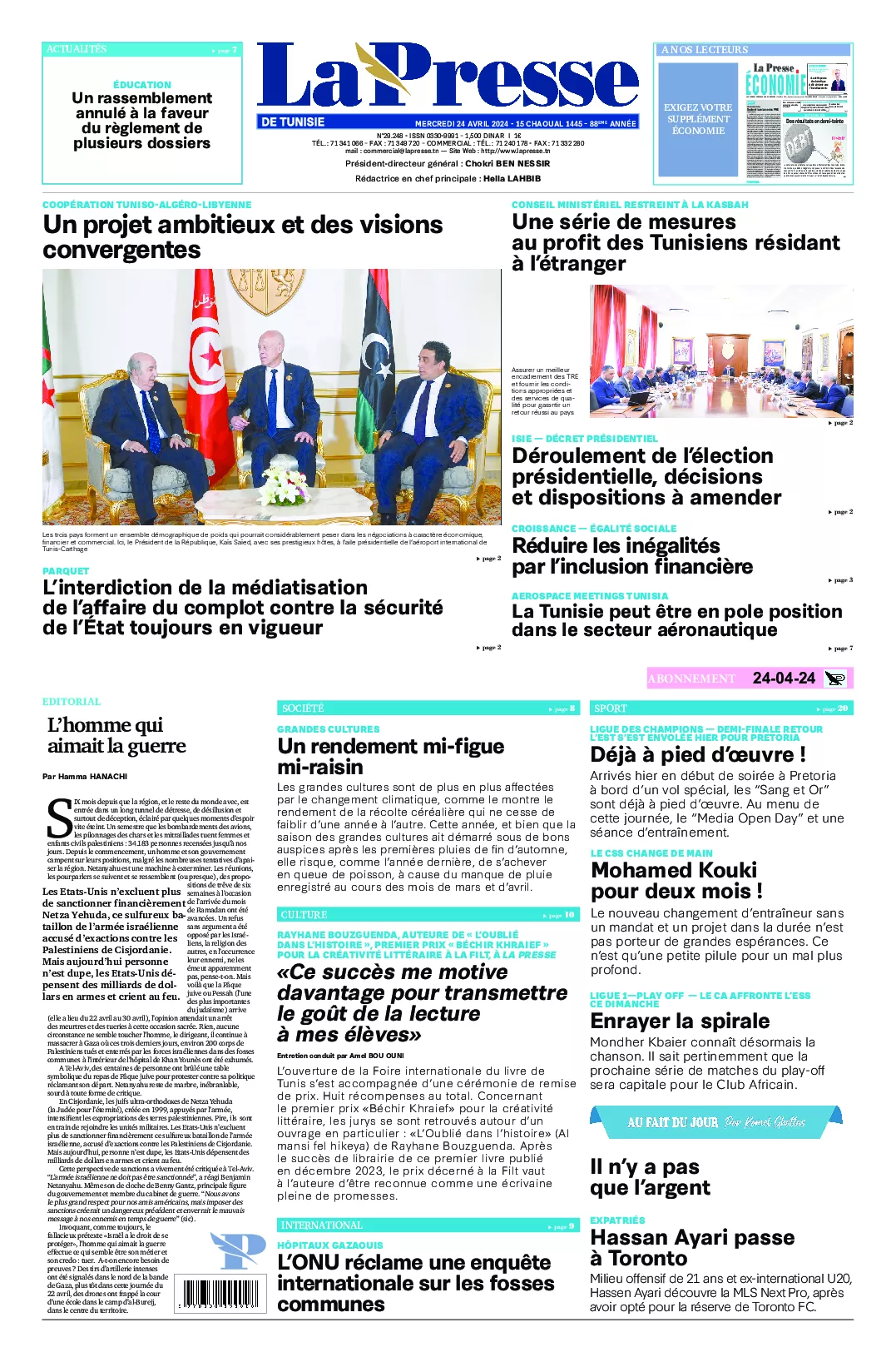 Prima-pagina-del-la-presse-edizione-di-oggi-2024-04-24