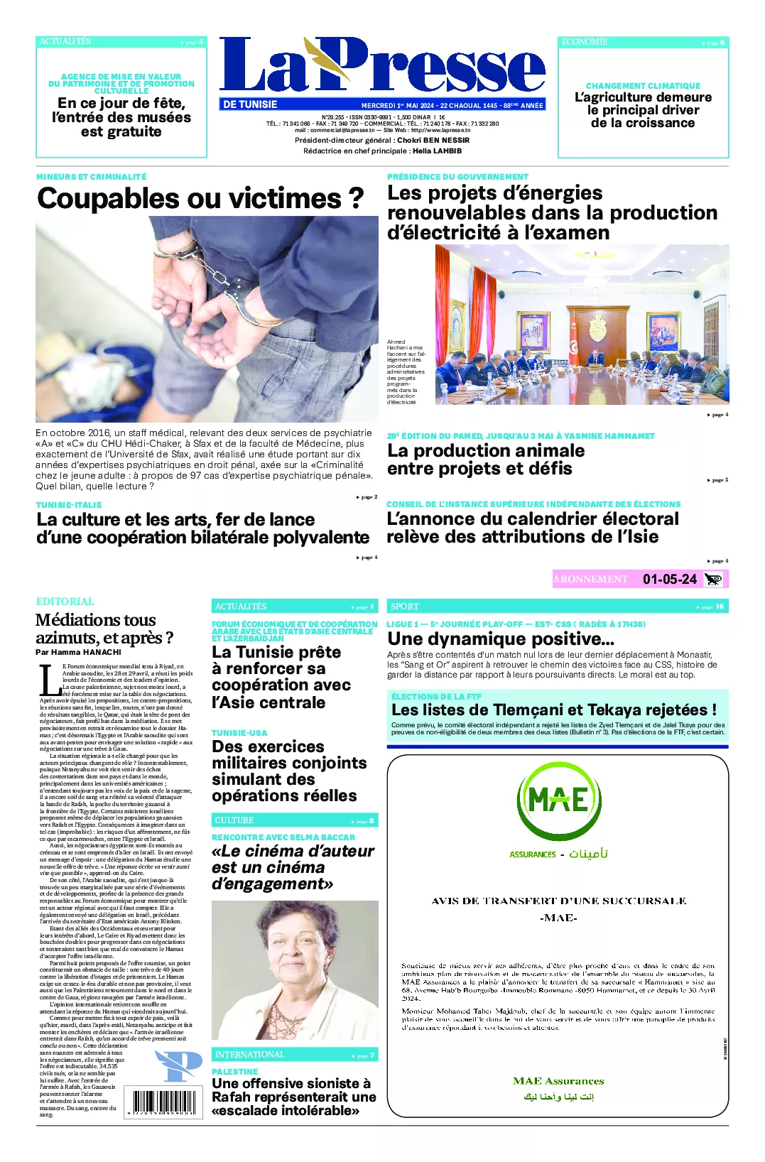 Prima-pagina-del-la-presse-edizione-di-oggi-2024-05-01