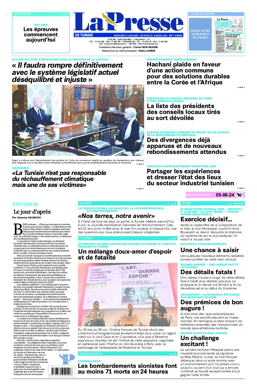 Prima-pagina-del-la-presse-edizione-di-oggi-2024-06-05