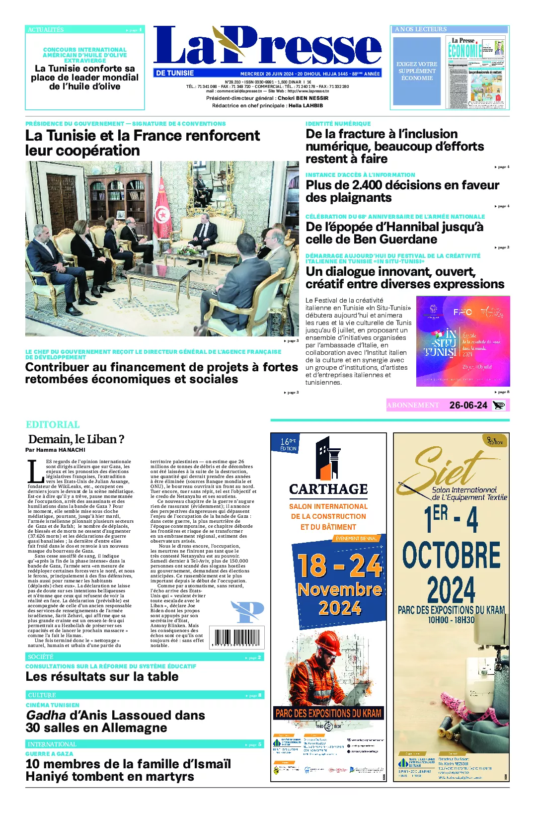 Prima-pagina-del-la-presse-edizione-di-oggi-2024-06-26