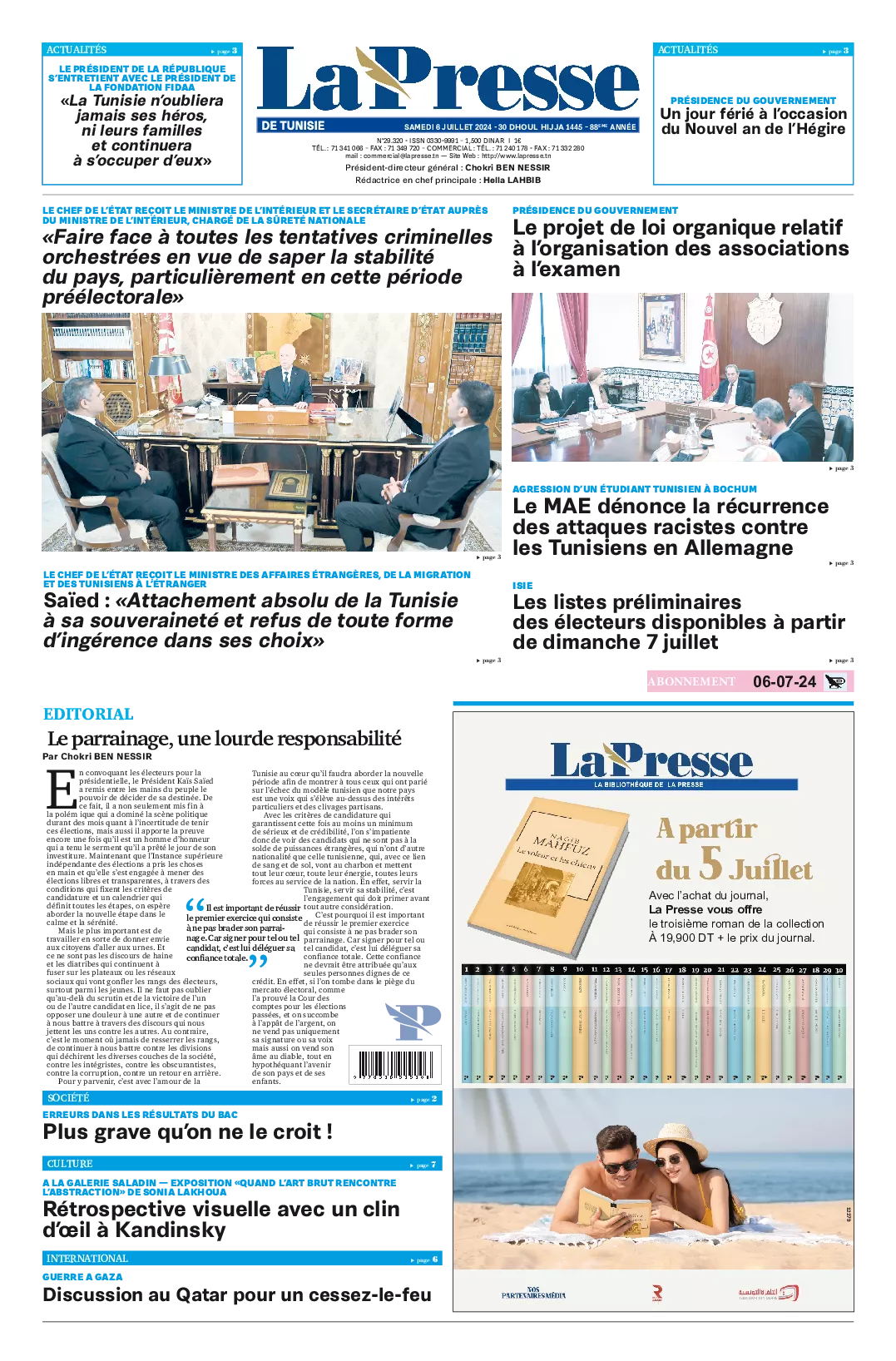 Prima-pagina-del-la-presse-edizione-di-oggi-2024-07-06