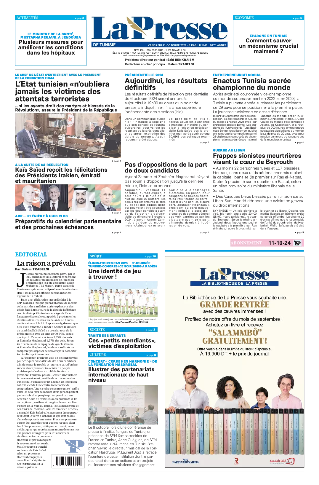 Prima-pagina-del-la-presse-edizione-di-oggi-2024-10-11