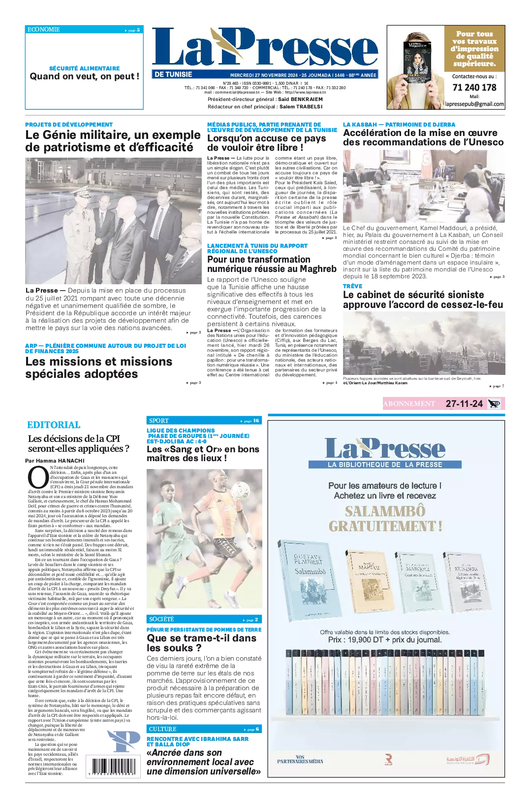 Prima-pagina-del-la-presse-edizione-di-oggi-2024-11-27