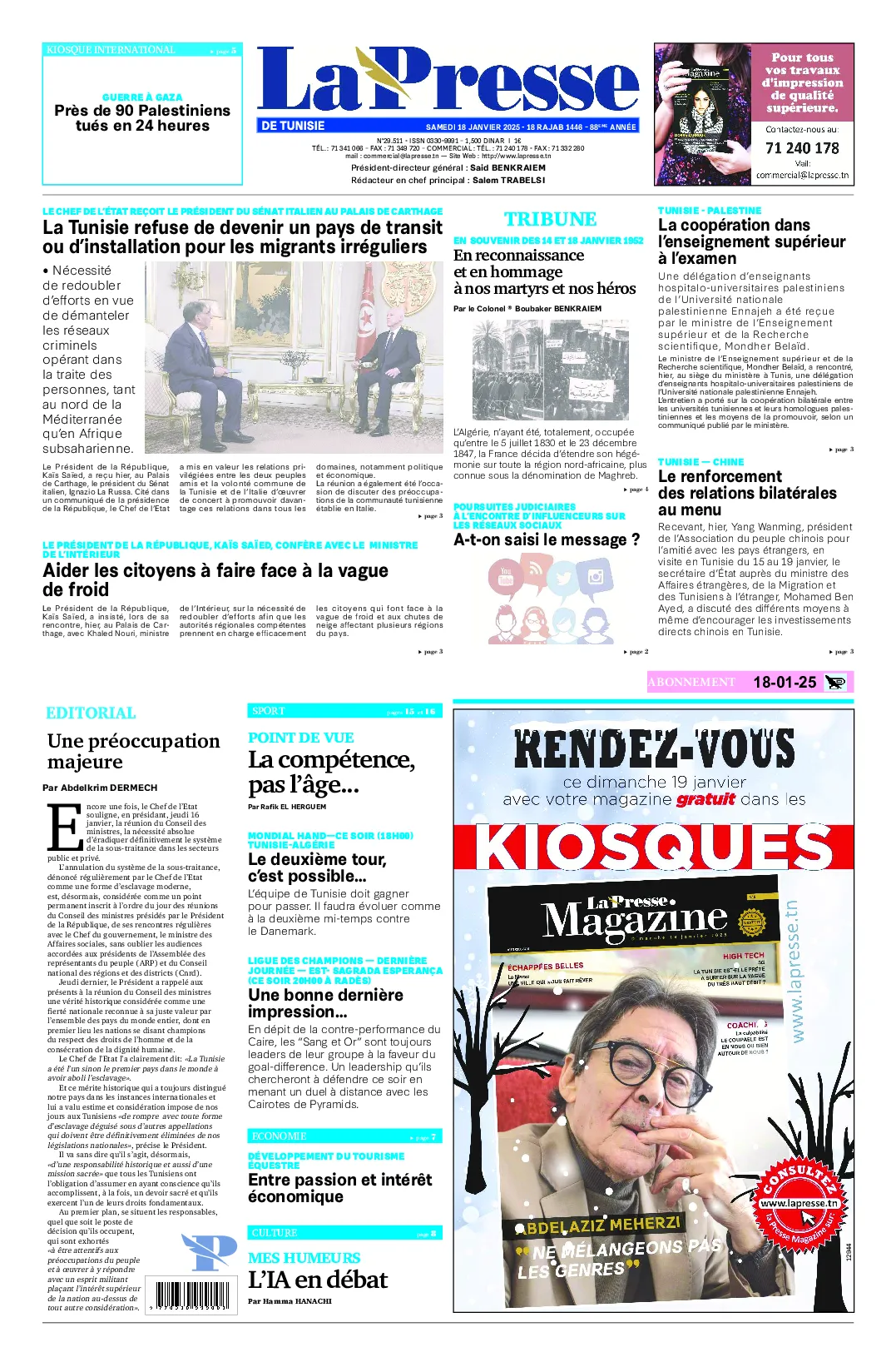 Prima-pagina-del-la-presse-edizione-di-oggi-2025-01-18