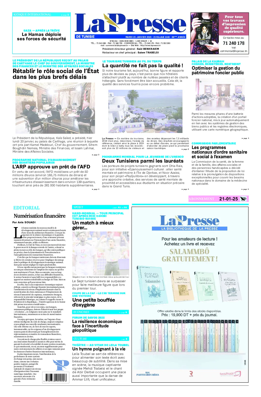 Prima-pagina-del-la-presse-edizione-di-oggi-2025-01-21