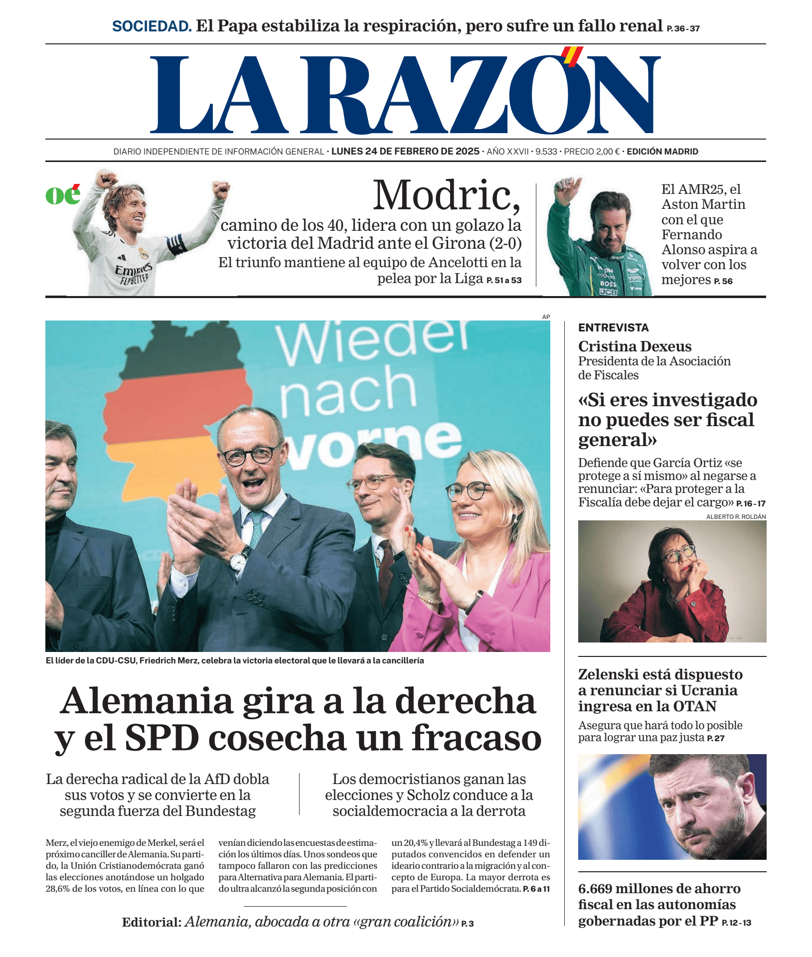 Prima-pagina-la-razon-oggi-edizione-di-oggi-20250224