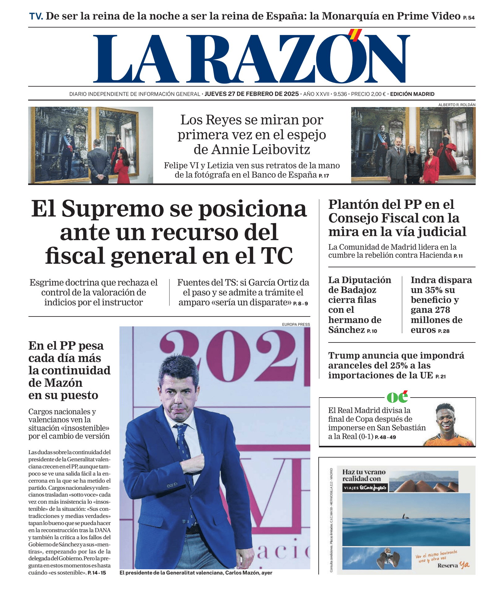 Prima-pagina-la-razon-oggi-edizione-di-oggi-20250227