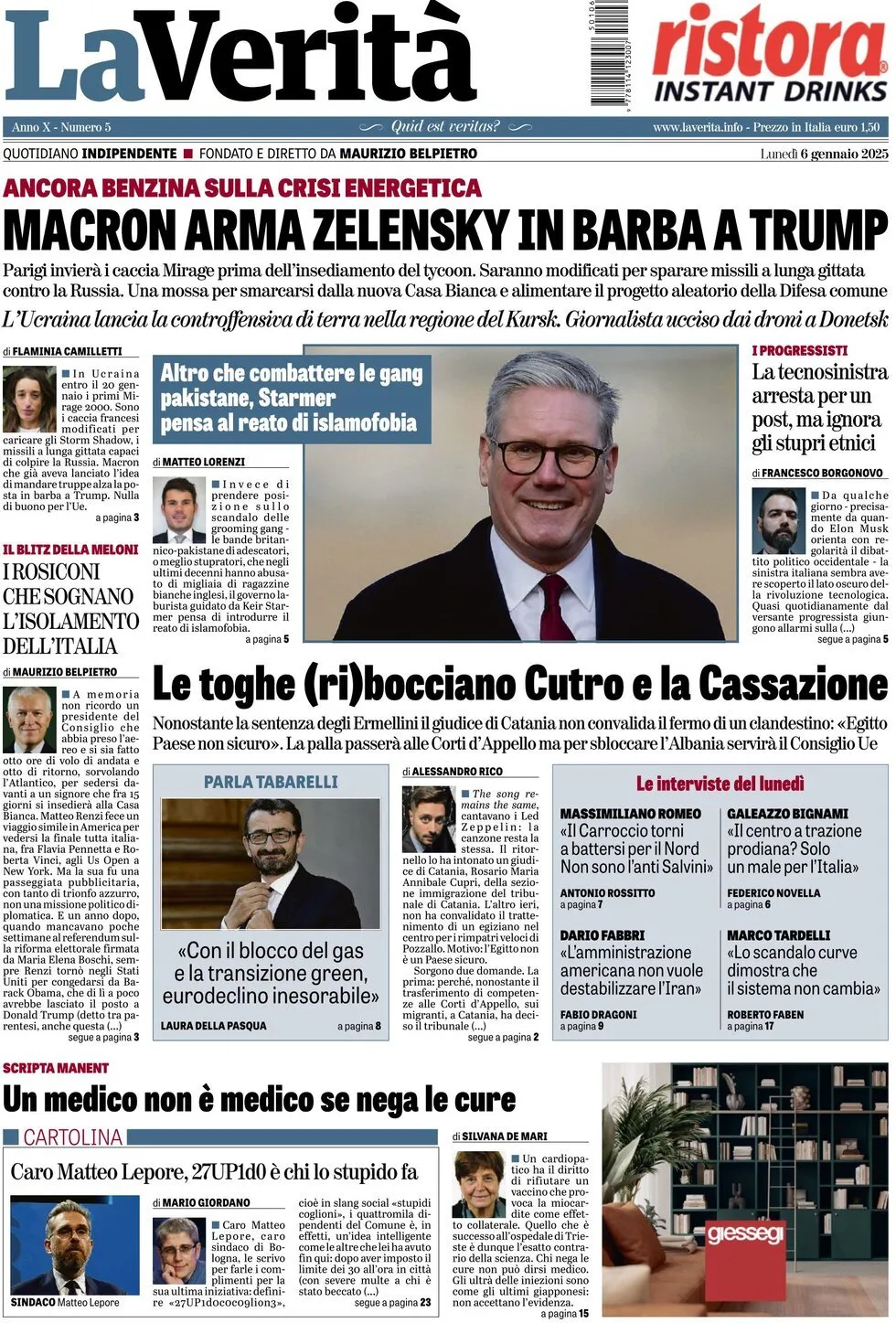 prima_pagina_la-verita-quotidiano-06-01-2025