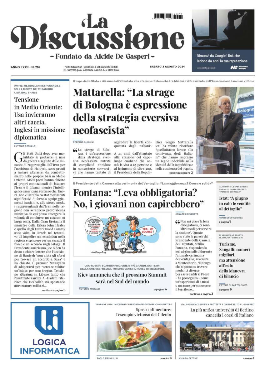 Prima-pagina-la-discussione-edizione-di-oggi-03-08-2024