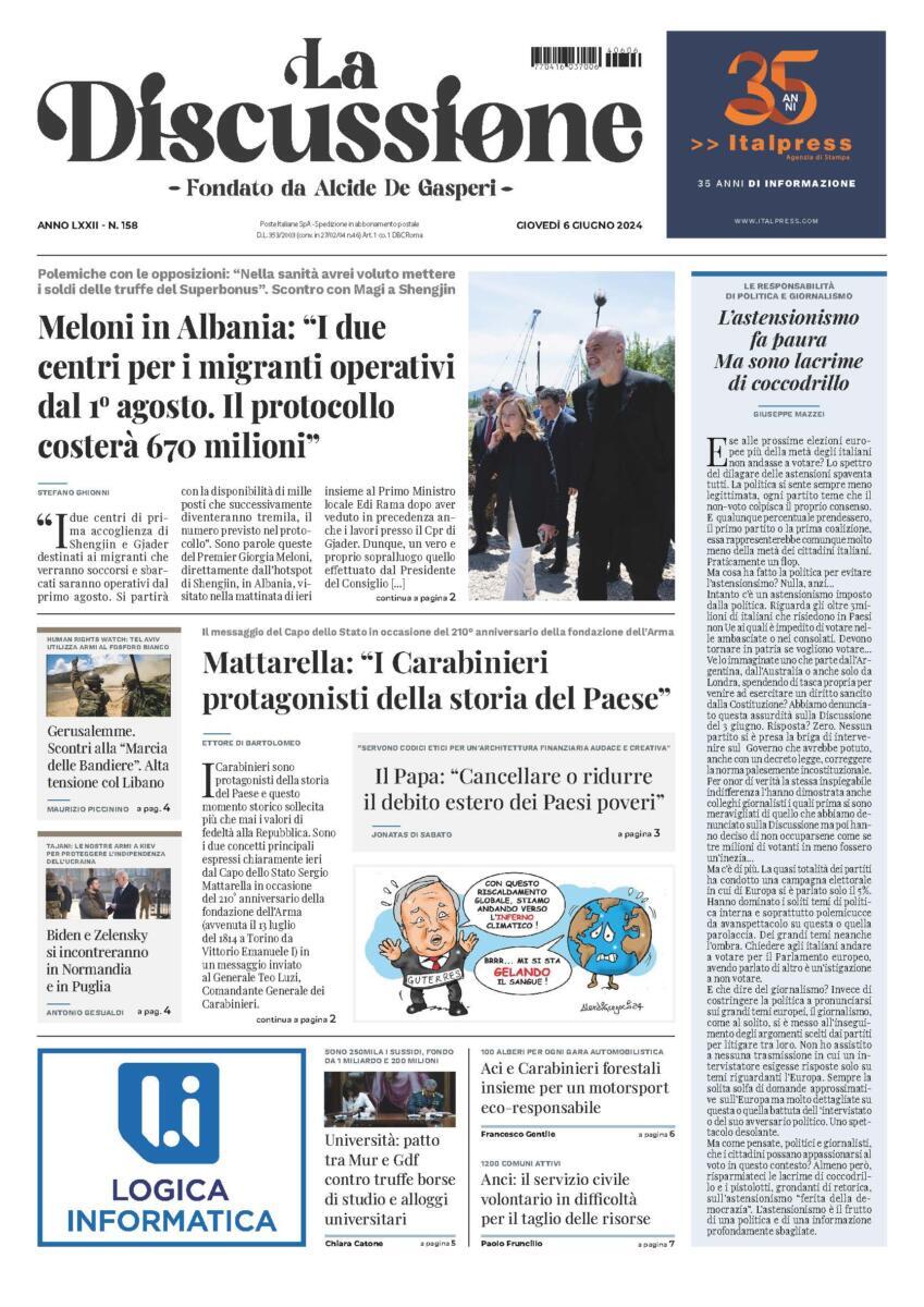 Prima-pagina-la-discussione-edizione-di-oggi-06-06-2024