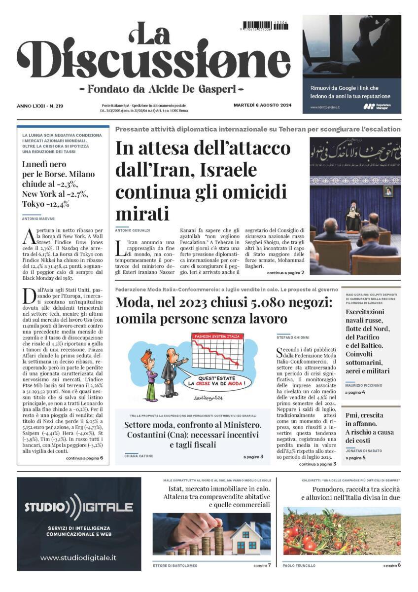 Prima-pagina-la-discussione-edizione-di-oggi-06-08-2024