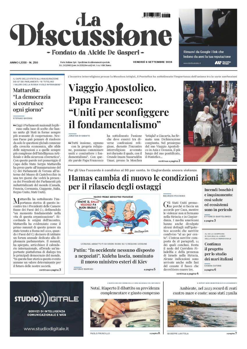 Prima-pagina-la-discussione-edizione-di-oggi-06-09-2024