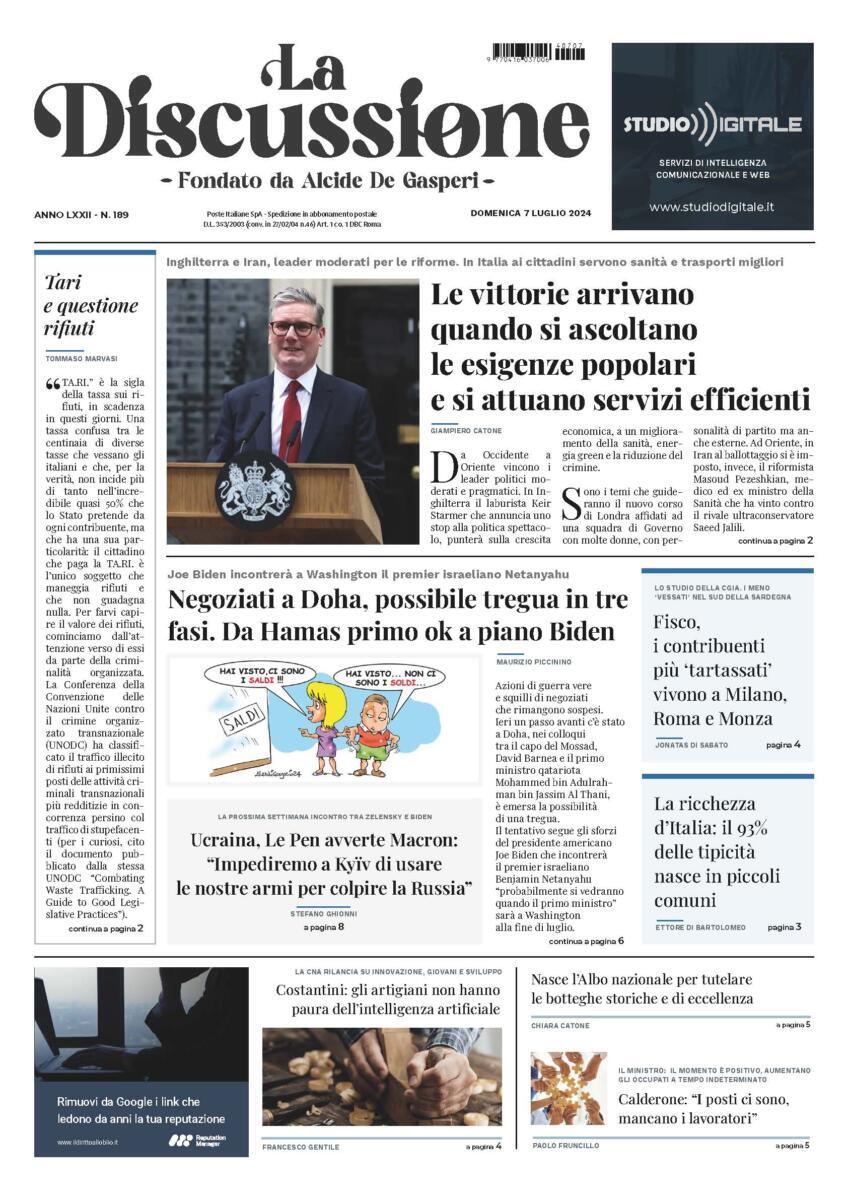 Prima-pagina-la-discussione-edizione-di-oggi-07-07-2024