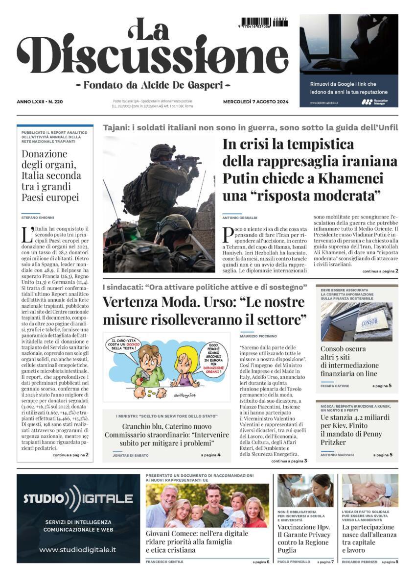 Prima-pagina-la-discussione-edizione-di-oggi-07-08-2024