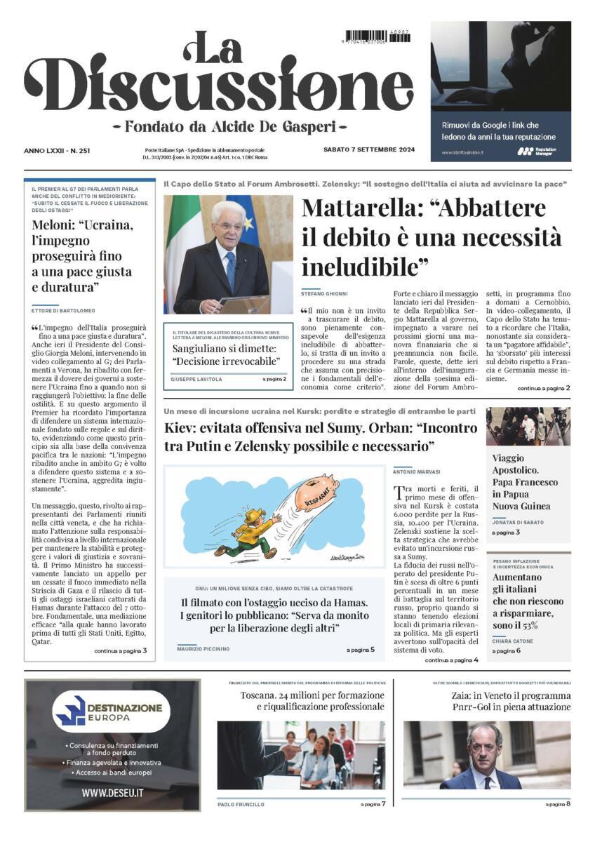 Prima-pagina-la-discussione-edizione-di-oggi-07-09-2024