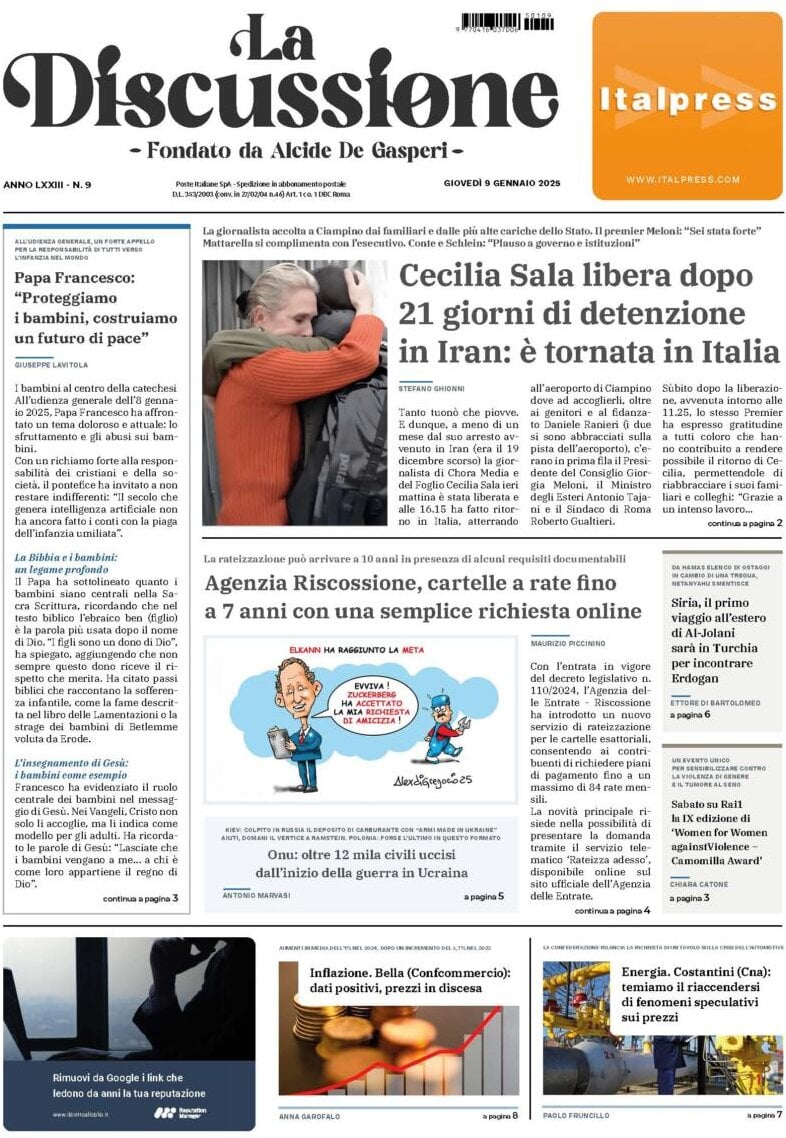 Prima-pagina-la-discussione-edizione-di-oggi-09-01-2025