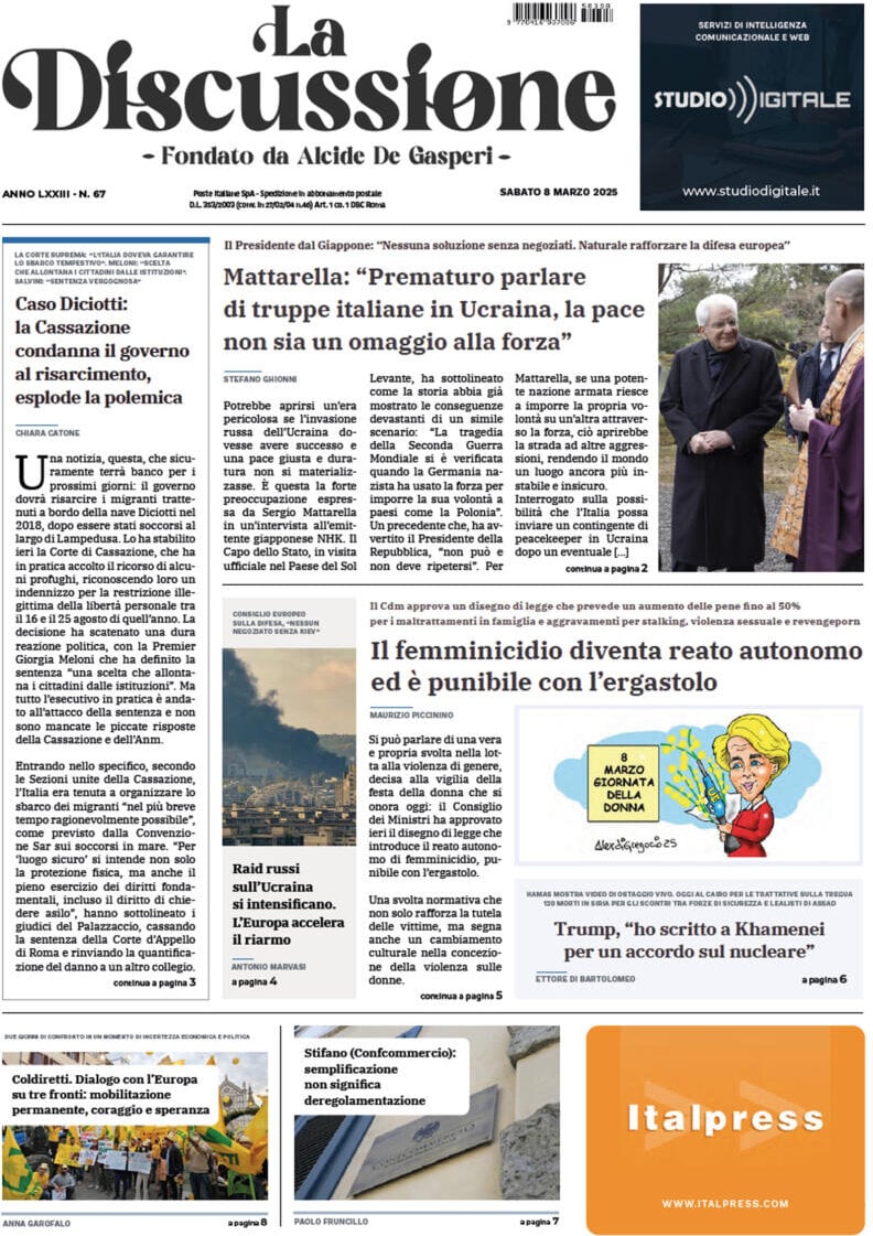 Prima-pagina-la-discussione-edizione-di-oggi-09-03-2025