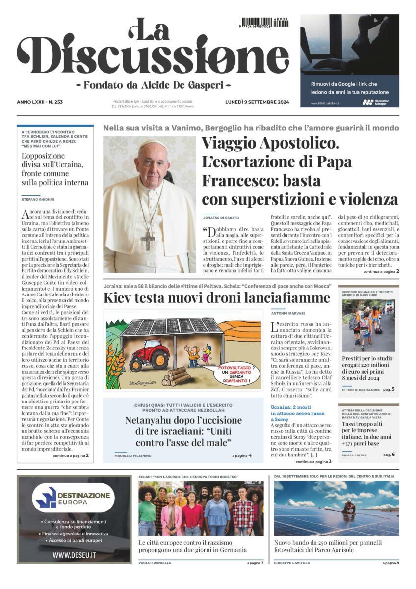 Prima-pagina-la-discussione-edizione-di-oggi-09-09-2024