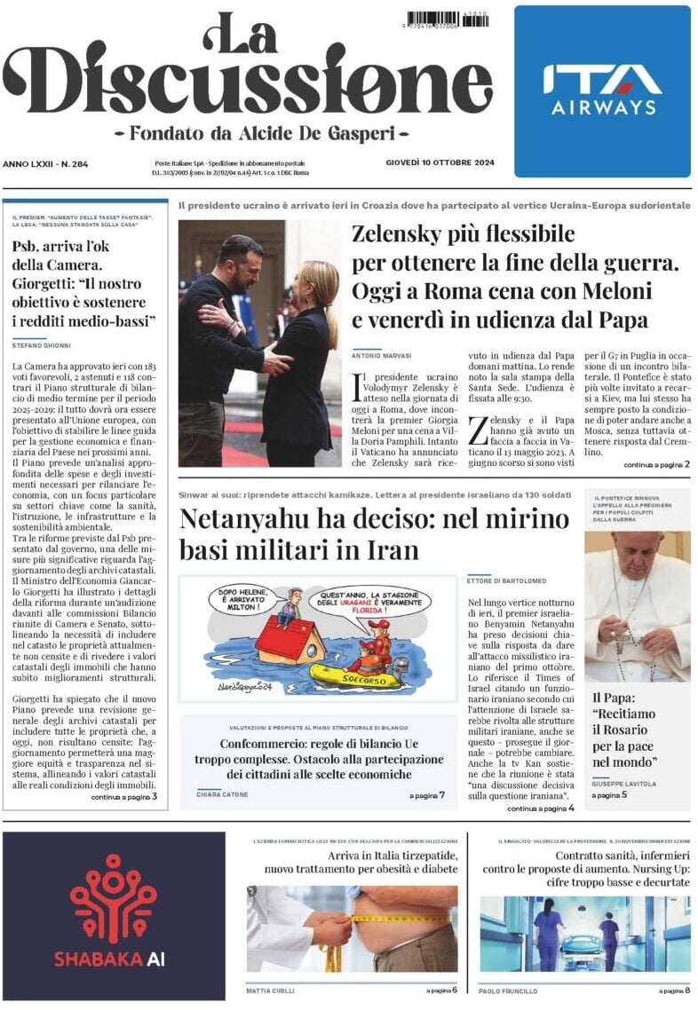 Prima-pagina-la-discussione-edizione-di-oggi-10-10-2024