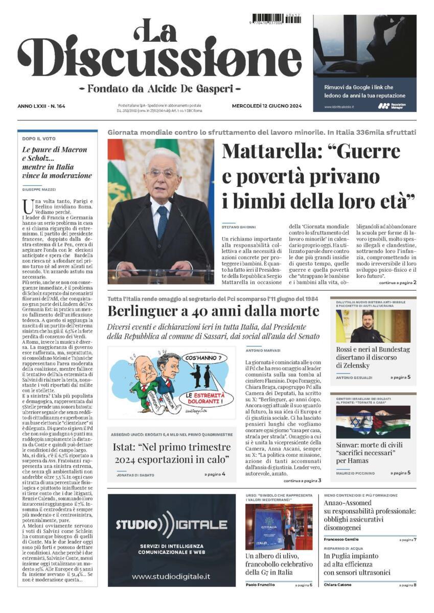 Prima-pagina-la-discussione-edizione-di-oggi-12-06-2024