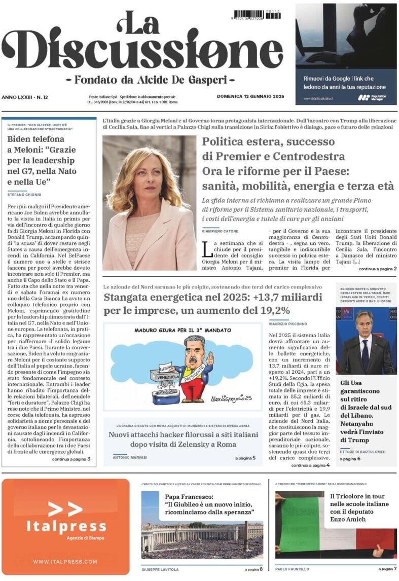 Prima-pagina-la-discussione-edizione-di-oggi-13-01-2025