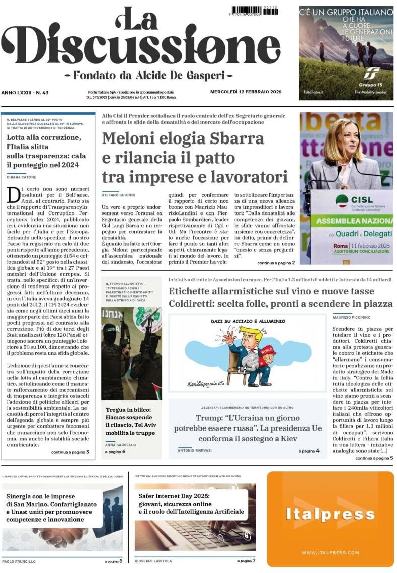 Prima-pagina-la-discussione-edizione-di-oggi-13-02-2025