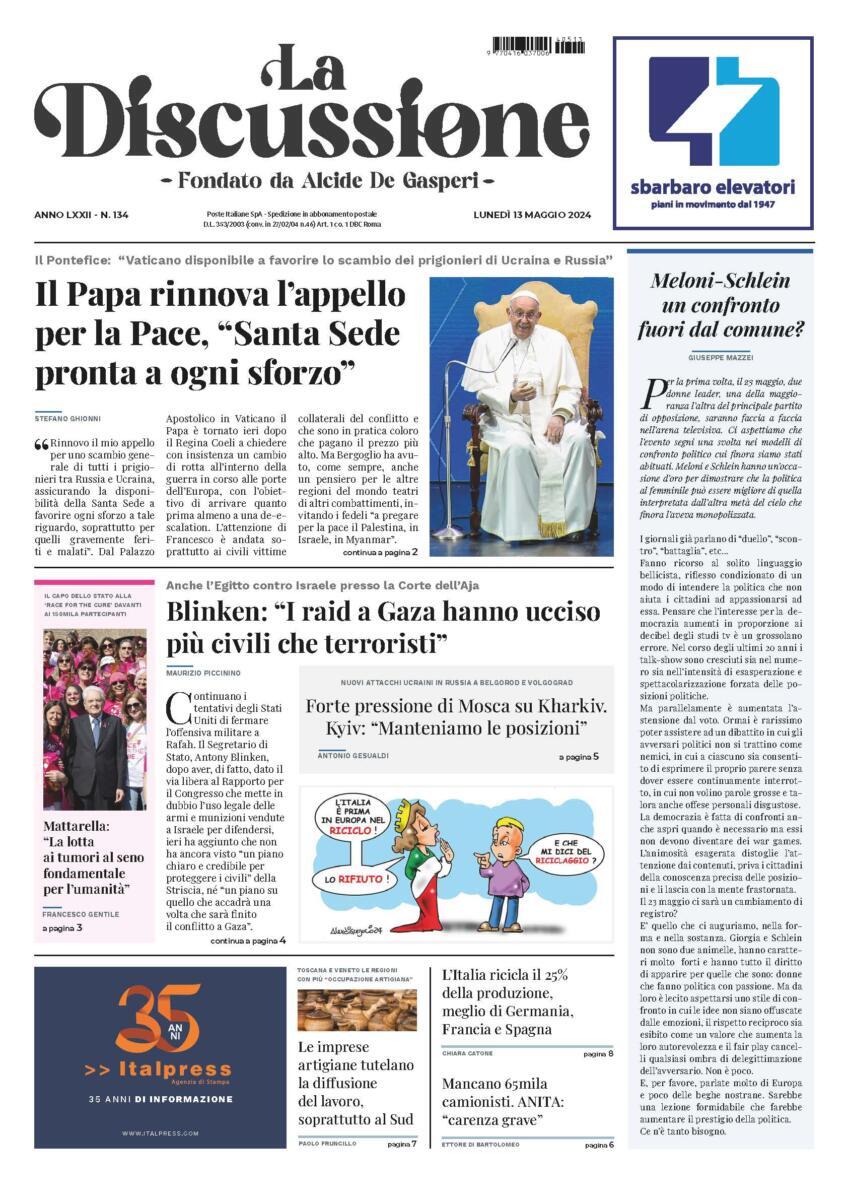 Prima-pagina-la-discussione-edizione-di-oggi-13-05-2024