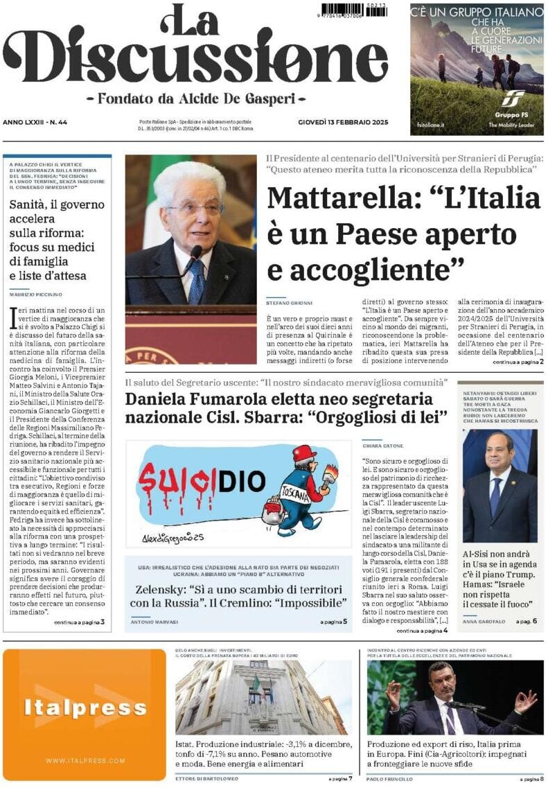 Prima-pagina-la-discussione-edizione-di-oggi-14-02-2025