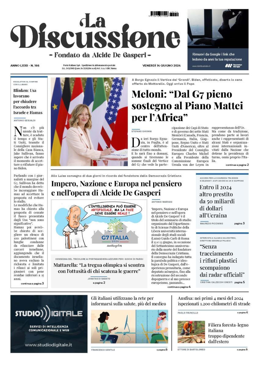 Prima-pagina-la-discussione-edizione-di-oggi-14-06-2024