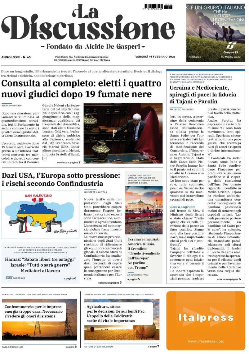 Prima-pagina-la-discussione-edizione-di-oggi-15-02-2025