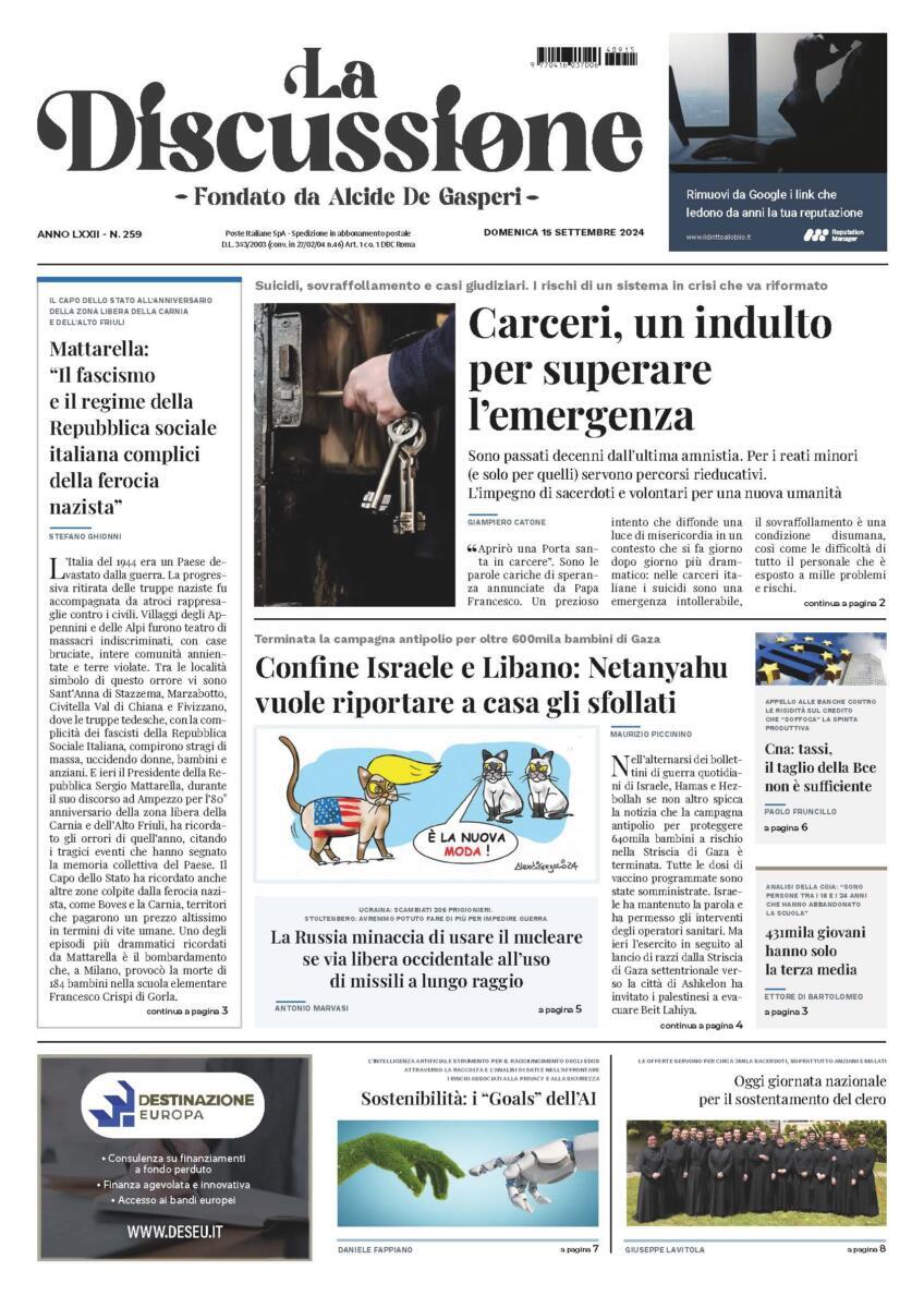 Prima-pagina-la-discussione-edizione-di-oggi-15-09-2024