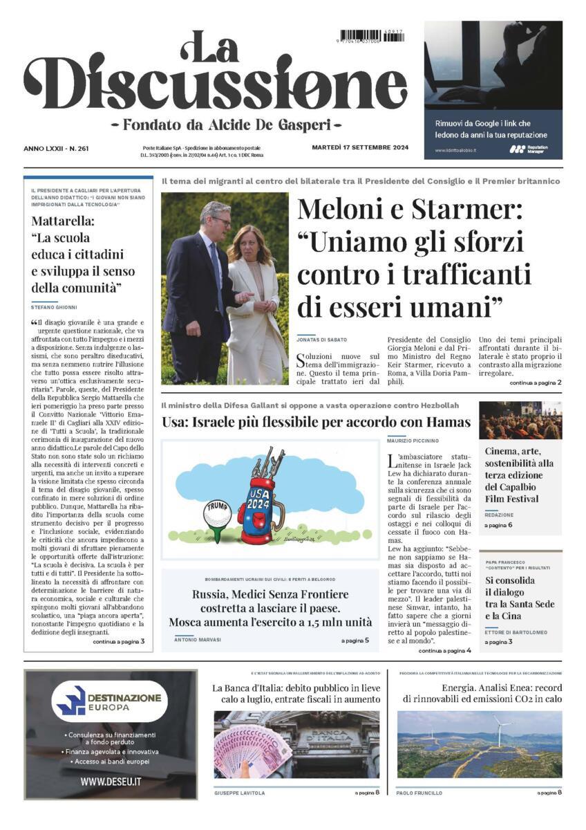 Prima-pagina-la-discussione-edizione-di-oggi-17-09-2024