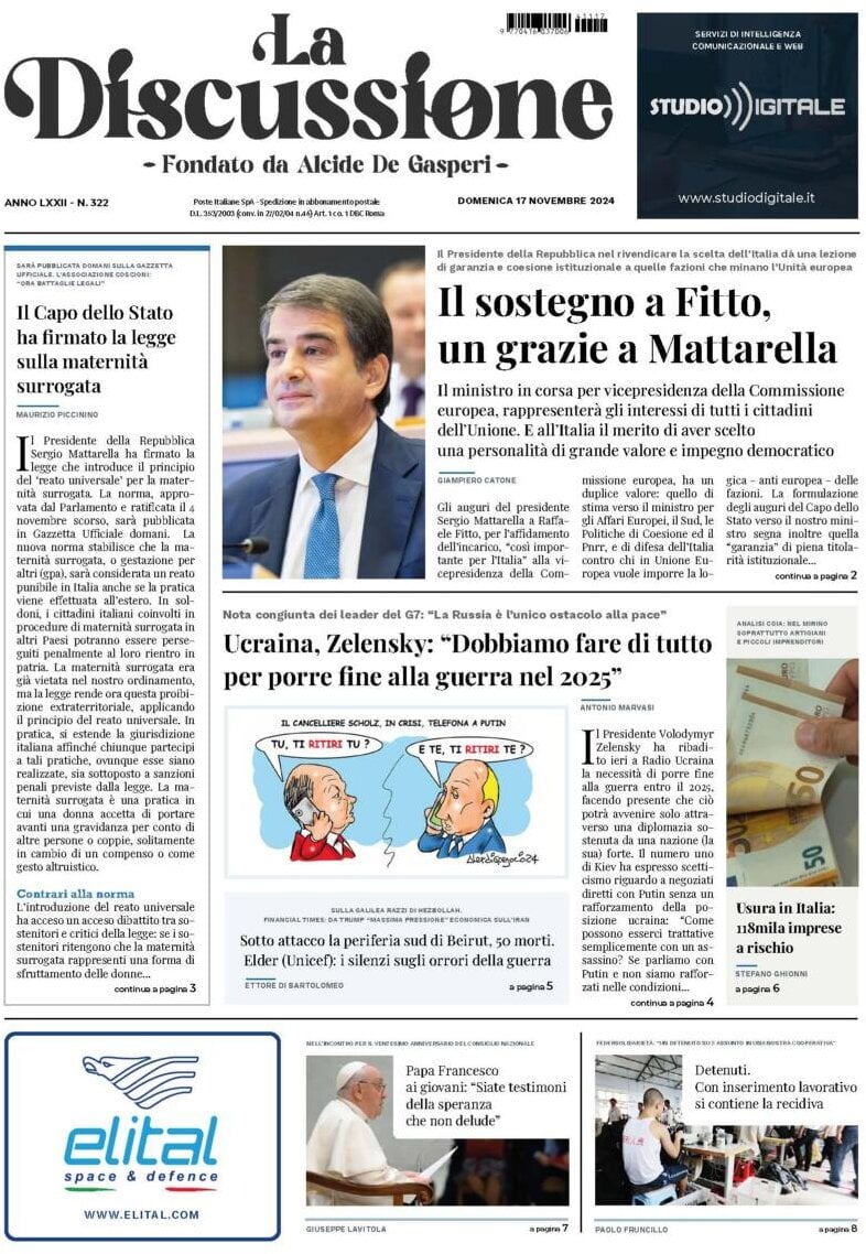 Prima-pagina-la-discussione-edizione-di-oggi-18-11-2024