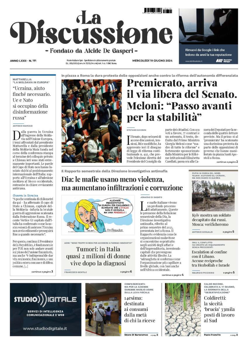 Prima-pagina-la-discussione-edizione-di-oggi-19-06-2024