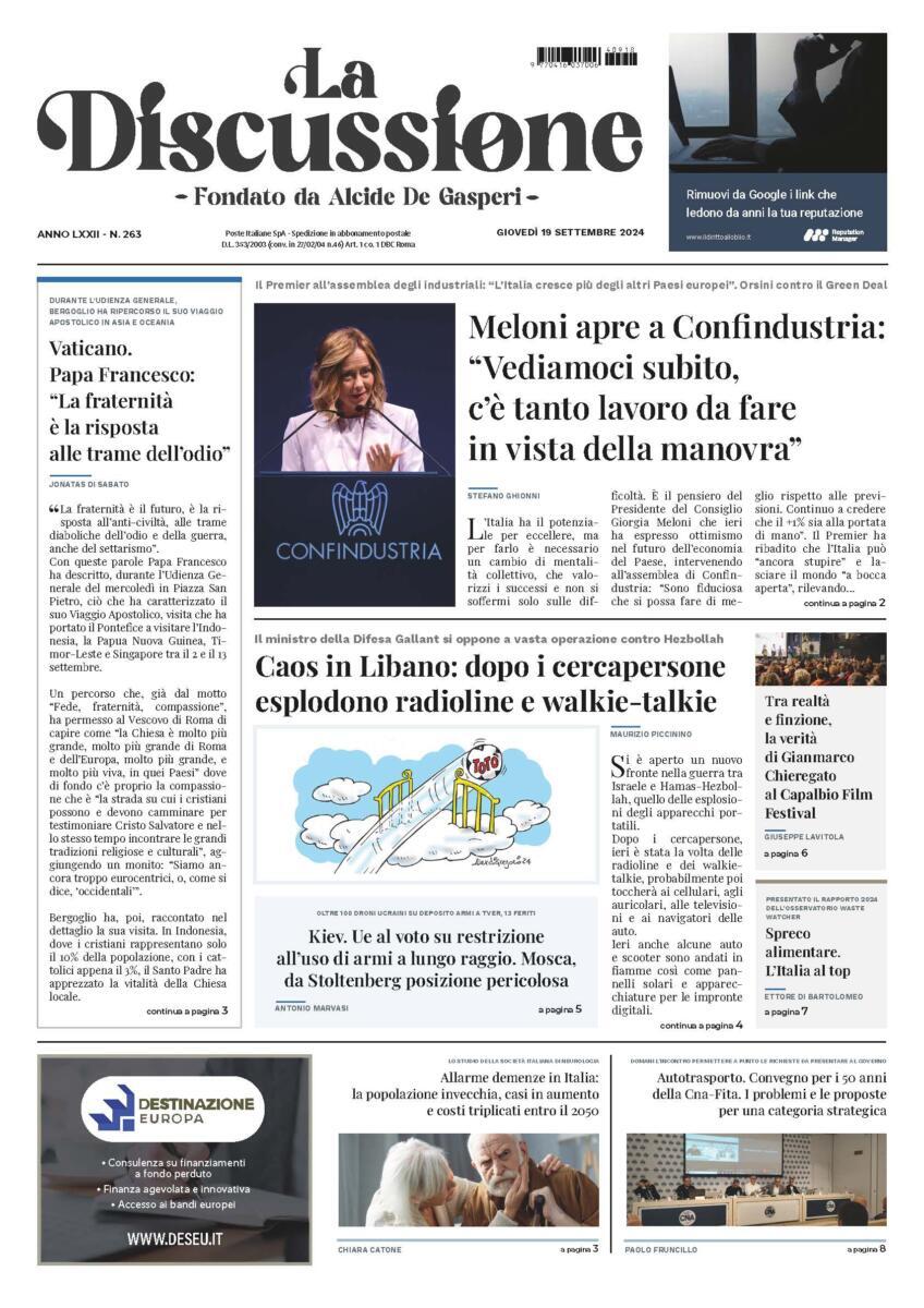 Prima-pagina-la-discussione-edizione-di-oggi-19-09-2024