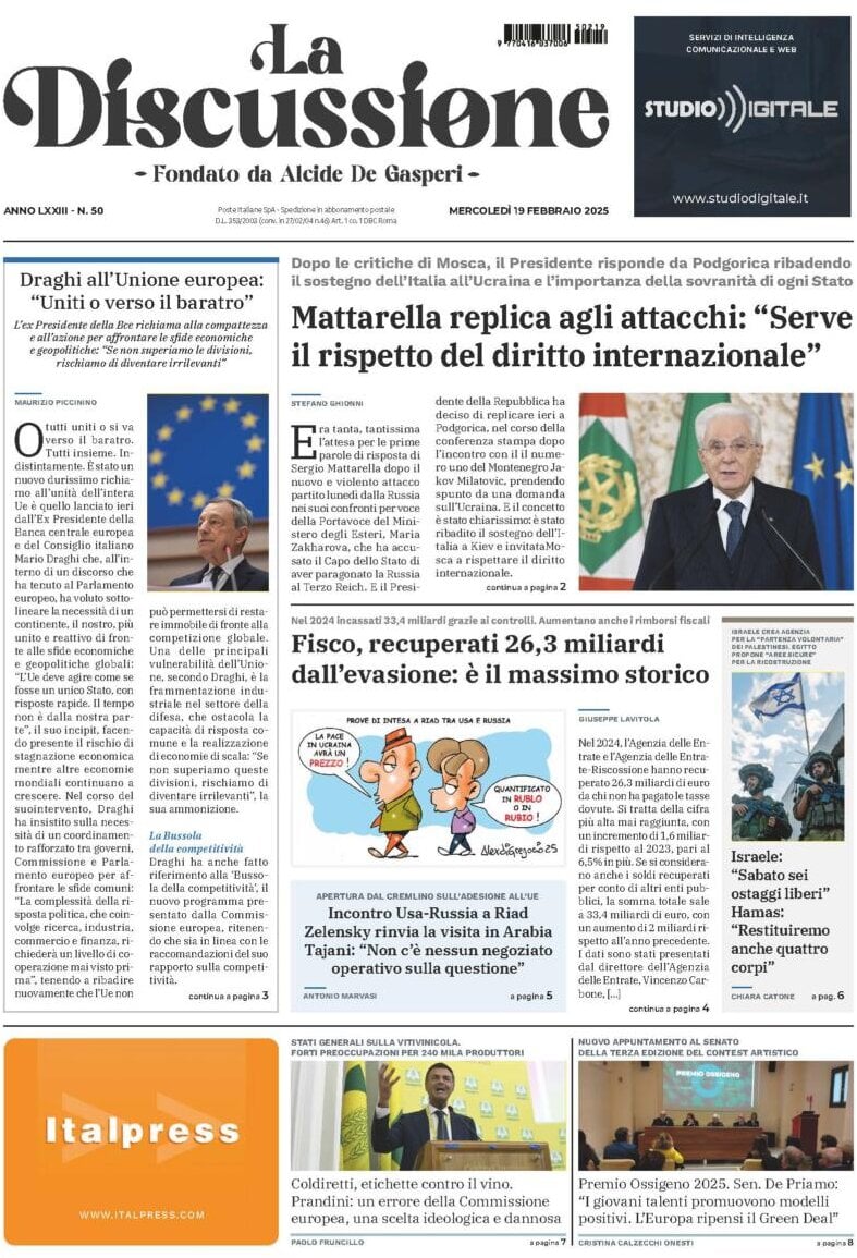 Prima-pagina-la-discussione-edizione-di-oggi-20-02-2025