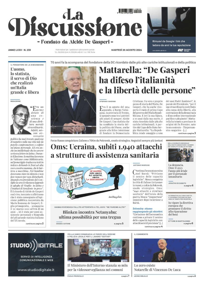 Prima-pagina-la-discussione-edizione-di-oggi-20-08-2024